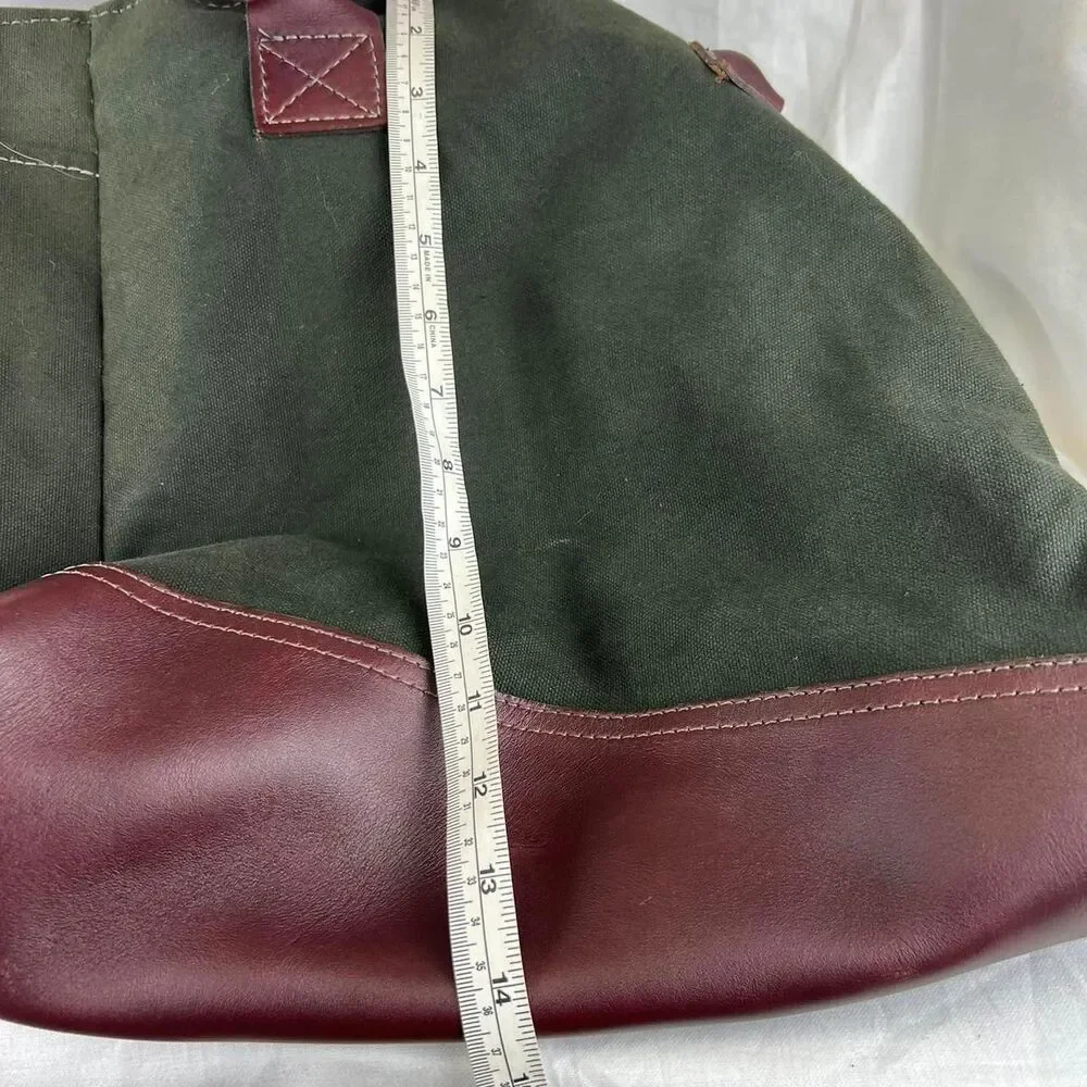 Orvis Not Ordinary 2017 Bag Green Canvas Tote Bag With Burgundy Leather